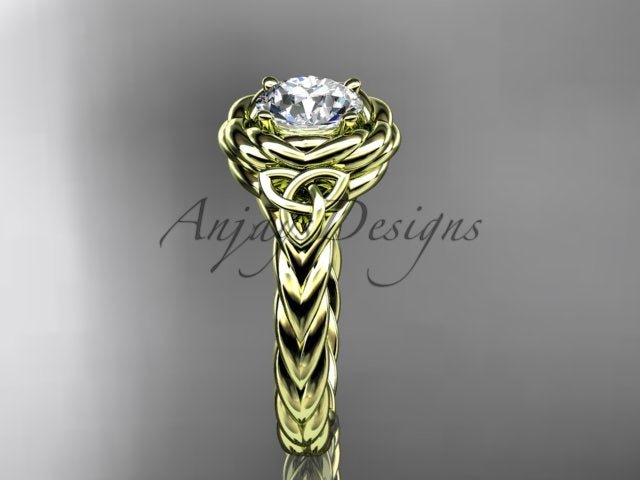 Twisted Band Rope Wedding Ring Celtic Round Lab Grown Diamond Solitaire Engagement Ring