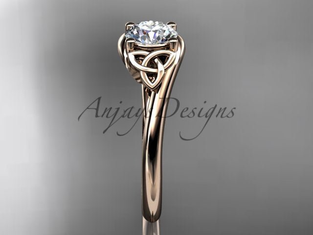 1 Carat Round Diamond Engagement Ring Celtic Wedding Ring Dainty
