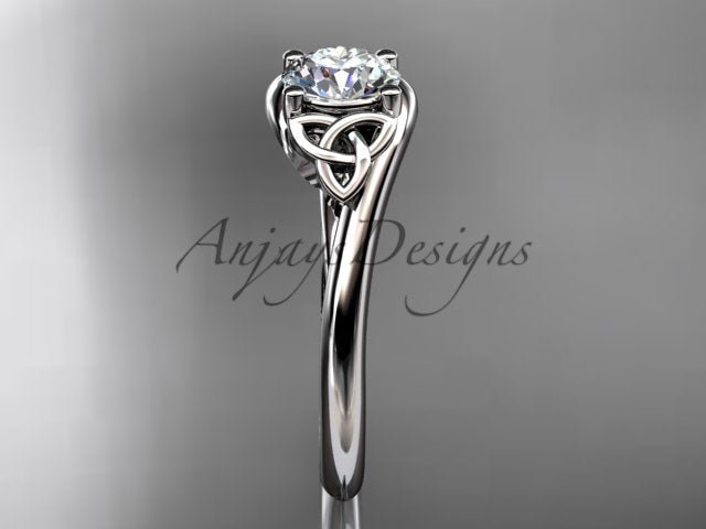 1 Carat Round Diamond Engagement Ring Celtic Wedding Ring Dainty