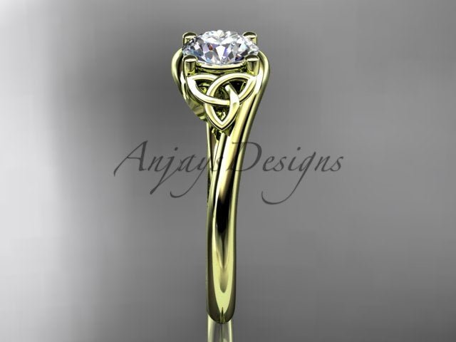1 Carat Round Diamond Engagement Ring Celtic Wedding Ring Dainty