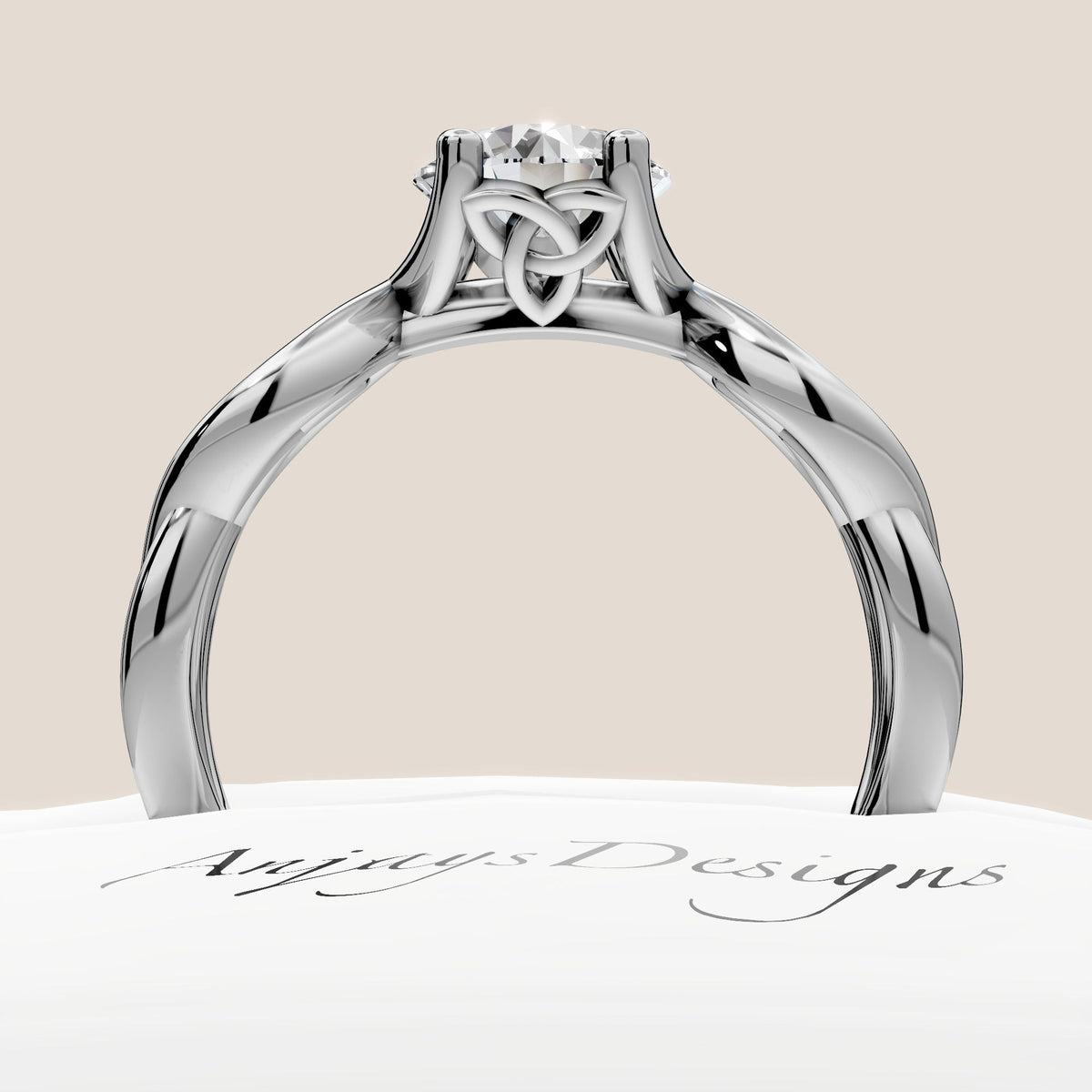 Celtic Engagement Ring 1 CT Round Lab Created Diamond Solitaire Ring