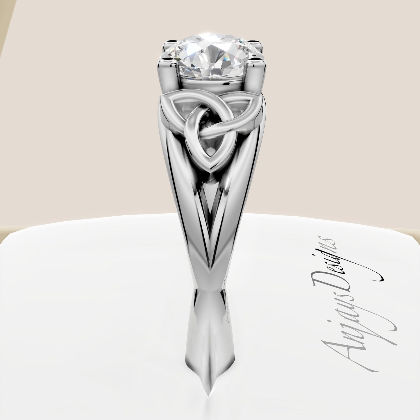 Dainty Celtic Engagement Ring IGI Certified 1 CT Round Lab Grown Diamond Wedding Ring