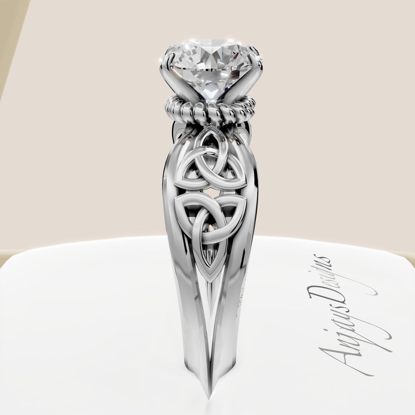 Celtic Diamond Engagement Ring 1 Carat Round Lab Grown Diamond