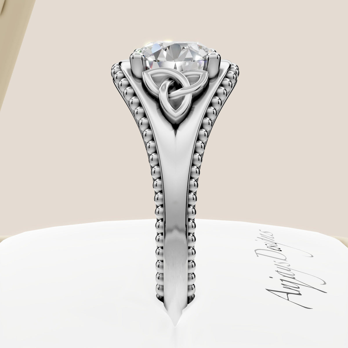 Celtic Diamond Engagement Ring Solitaire Wedding Ring 2 Carat Round Lab Grown Diamond