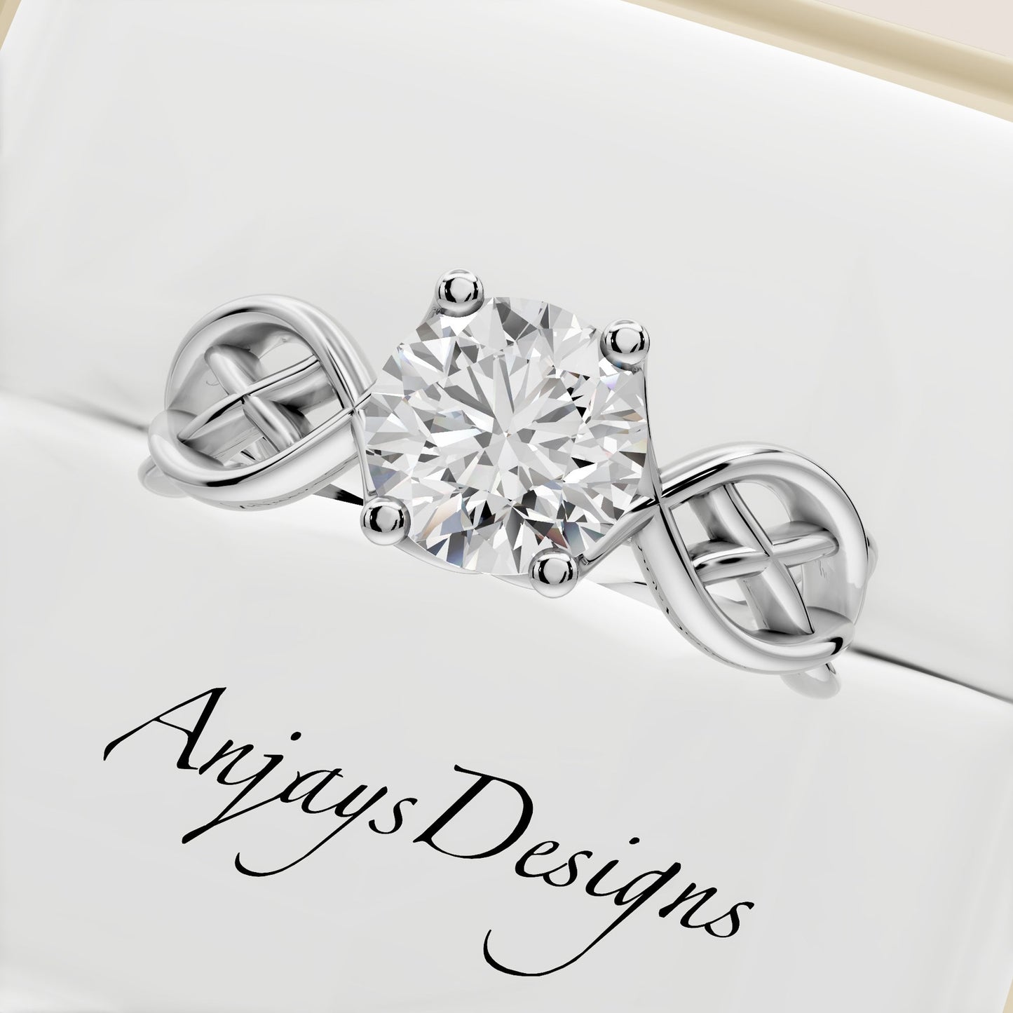 Celtic Engagement Ring 1 CT Round Lab Created Diamond Solitaire Ring