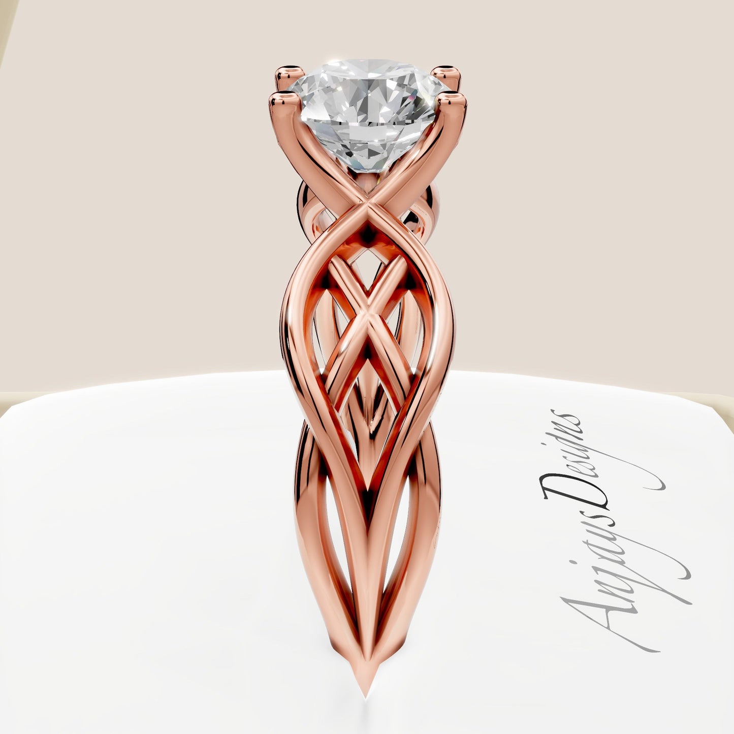 Celtic Engagement Ring 1 CT Round Lab Created Diamond Solitaire Ring