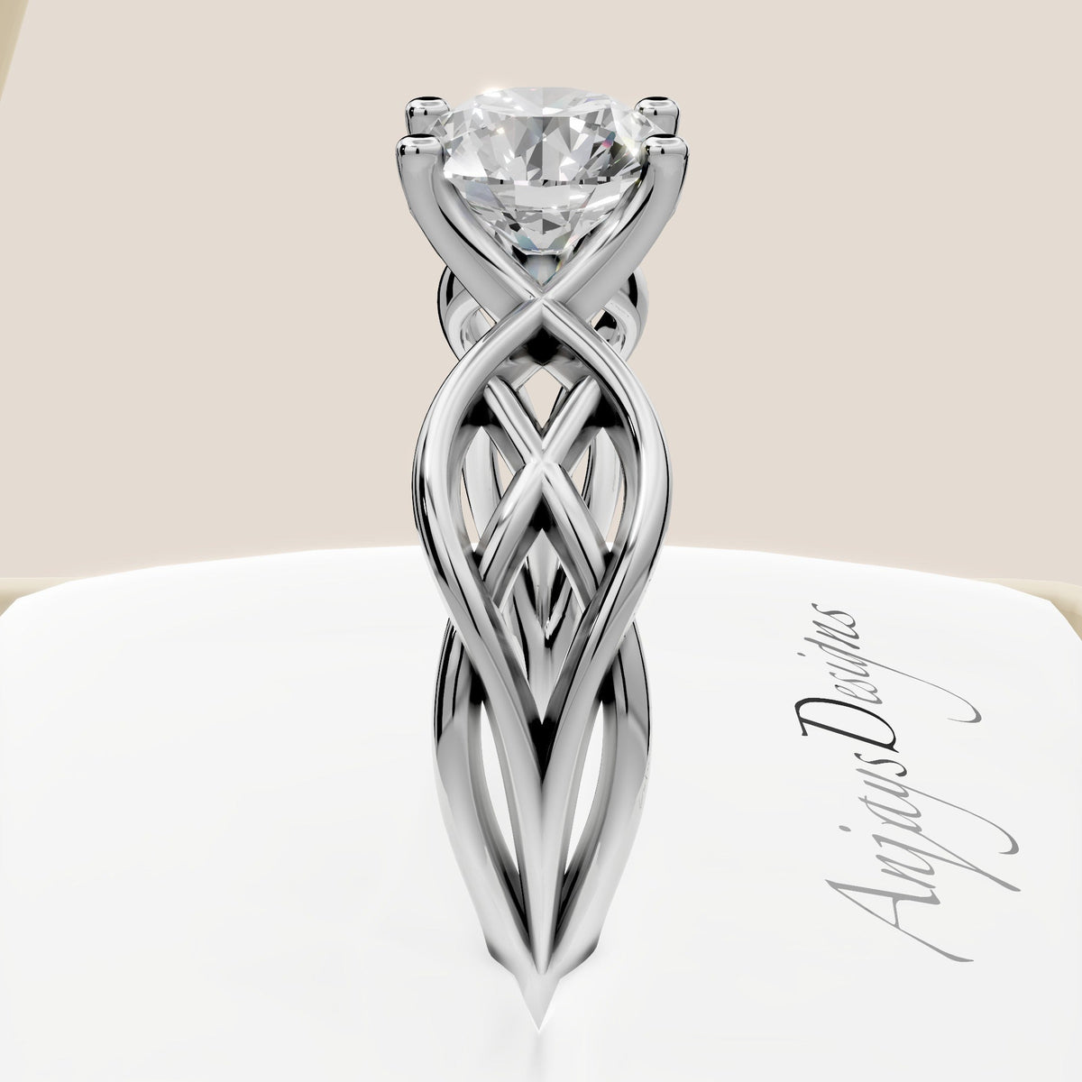 Celtic Engagement Ring 1 CT Round Lab Created Diamond Solitaire Ring