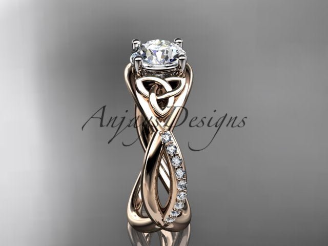 1 Carat Round Brilliant Lab Grown Diamond Celtic Trinity Knot Engagement Ring 4 Prong IGI Certified