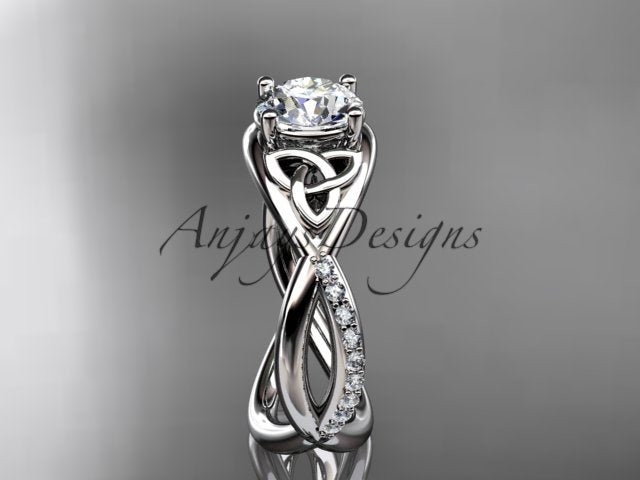 1 Carat Round Brilliant Lab Grown Diamond Celtic Trinity Knot Engagement Ring 4 Prong IGI Certified