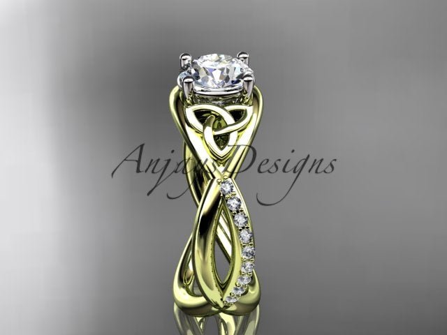 1 Carat Round Brilliant Lab Grown Diamond Celtic Trinity Knot Engagement Ring 4 Prong IGI Certified