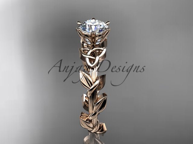 Nature Inspired Celtic Engagement Ring 1 Carat Diamond Trinity Knot Nature Ring IGI Certified