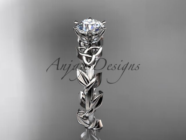 Nature Inspired Celtic Engagement Ring 1 Carat Diamond Trinity Knot Nature Ring IGI Certified