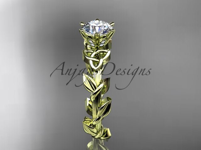 Nature Inspired Celtic Engagement Ring 1 Carat Diamond Trinity Knot Nature Ring IGI Certified