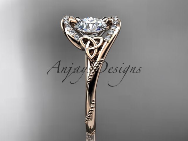 1 Carat Round Cut D VS1 Lab Grown Diamond Celtic Engagement Ring Trinity Knot Proposal Ring Dainty Ring