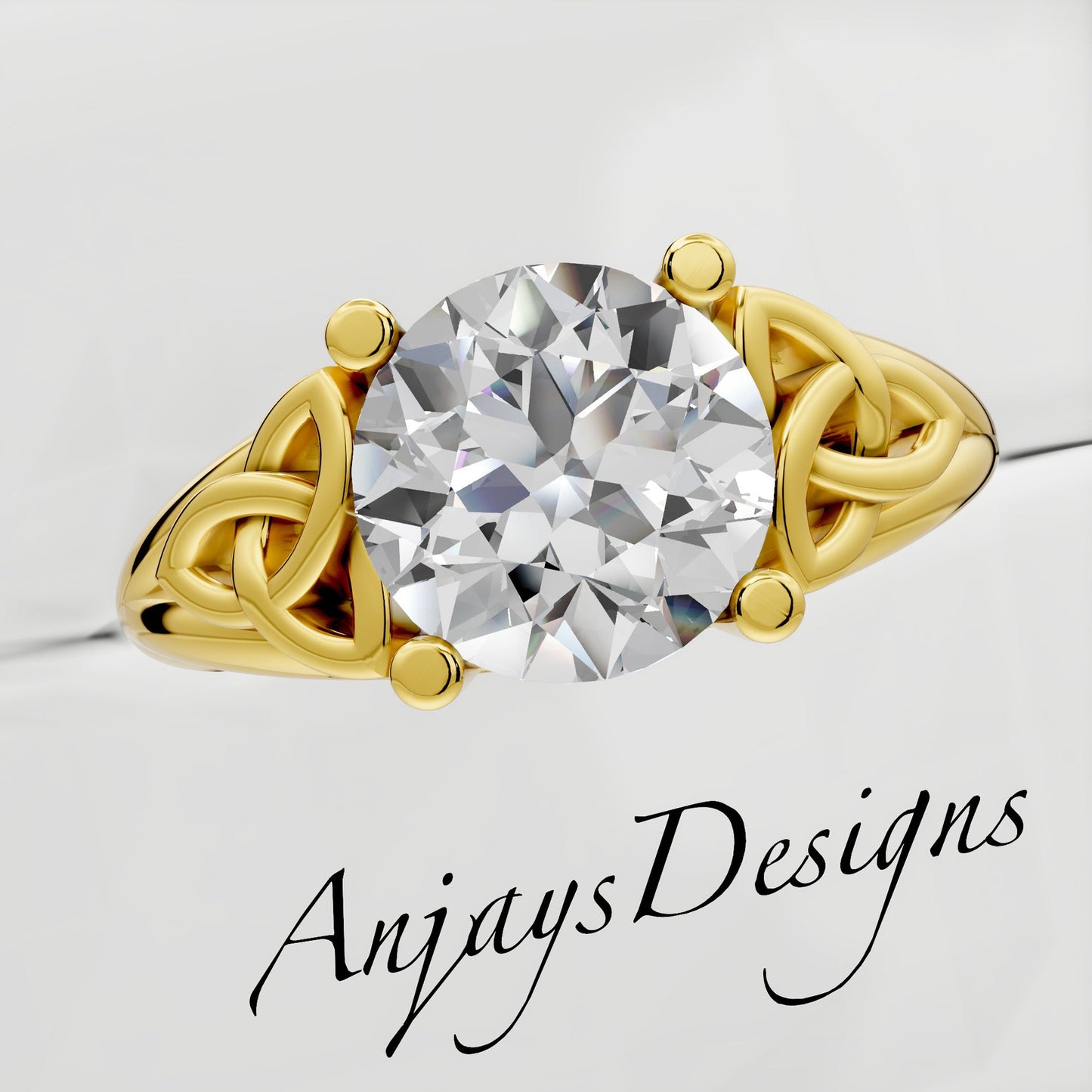 Celtic Engagement Ring 2 Carat Round Diamond IGI Certified Lab Grown Diamond Trinity Knot Wedding Ring