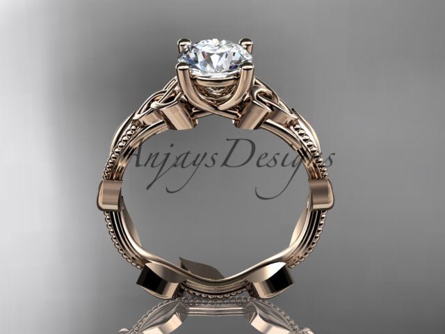 Nature Inspired Celtic Engagement Ring 1 Carat Lab Grown Diamond Trinity Knot Wedding Ring