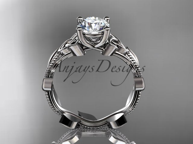 Nature Inspired Celtic Engagement Ring 1 Carat Lab Grown Diamond Trinity Knot Wedding Ring