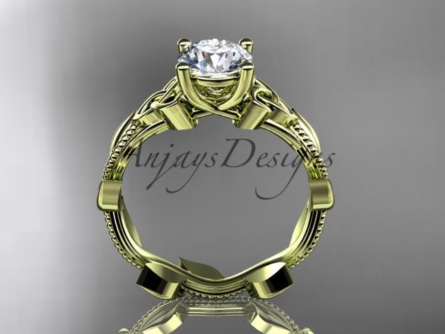 Nature Inspired Celtic Engagement Ring 1 Carat Lab Grown Diamond Trinity Knot Wedding Ring