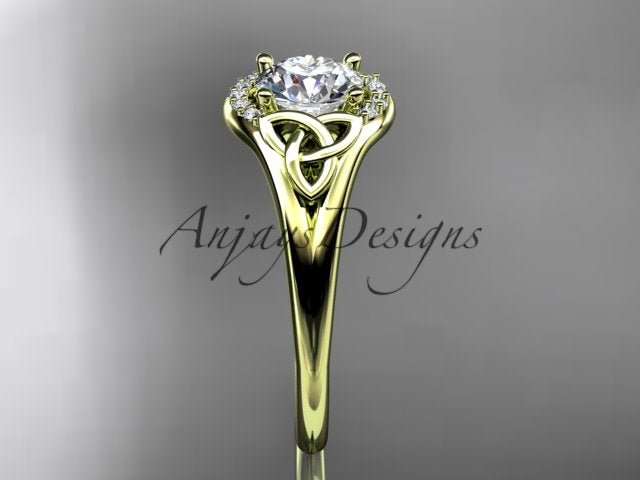 1 CT Round Lab Grown Diamond Halo Engagement Ring Celtic Trinity Knot Ring