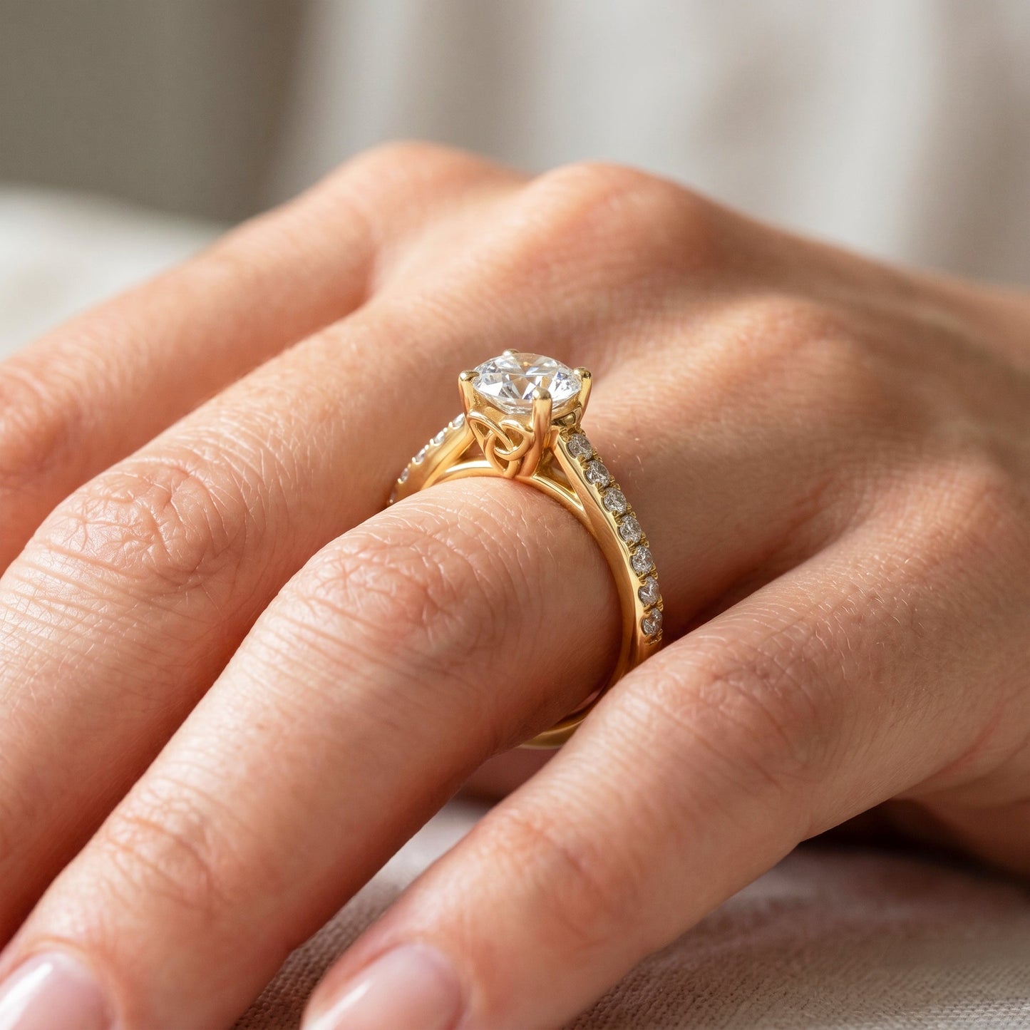 Celtic Trinity Knot Ring 1 Carat IGI Certified Round Lab Grown Diamond Engagement Ring Dainty Minimalist Ring