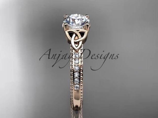 1 Carat D VS1 Round Brilliant Cut Lab Grown Diamond Celtic Engagement Ring Trinity Knot CVD Lab Created