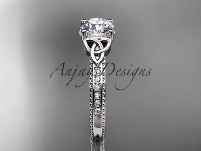 1 Carat D VS1 Round Brilliant Cut Lab Grown Diamond Celtic Engagement Ring Trinity Knot CVD Lab Created