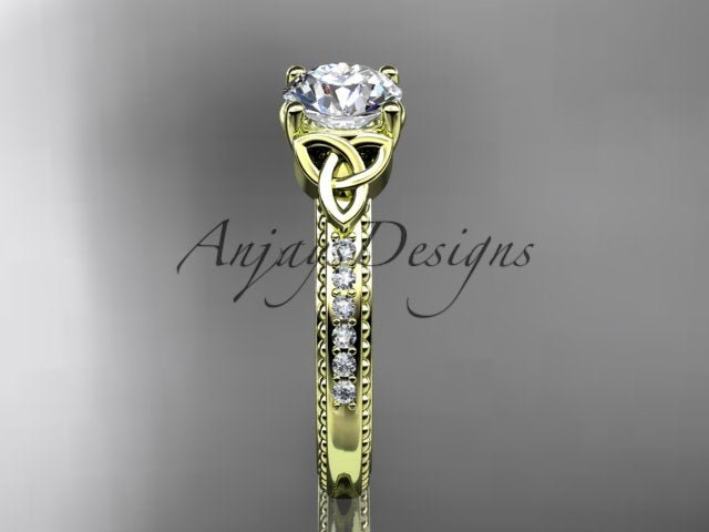 1 Carat D VS1 Round Brilliant Cut Lab Grown Diamond Celtic Engagement Ring Trinity Knot CVD Lab Created