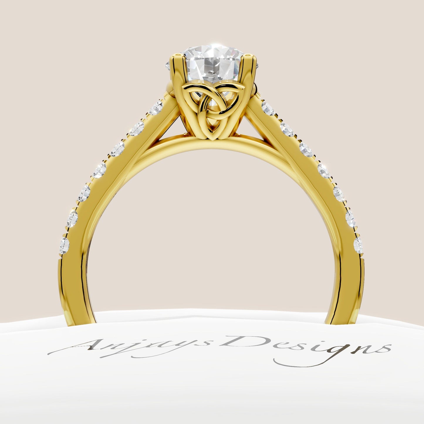 Celtic Trinity Knot Ring 1 Carat IGI Certified Round Lab Grown Diamond Engagement Ring Dainty Minimalist Ring