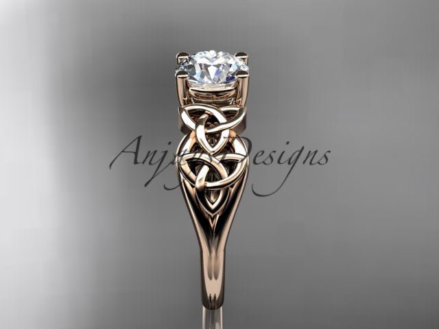 Celtic Engagement Ring 1 Carat Round D VS1 Lab Grown Diamond Solitaire Ring Trinity Knot Ring