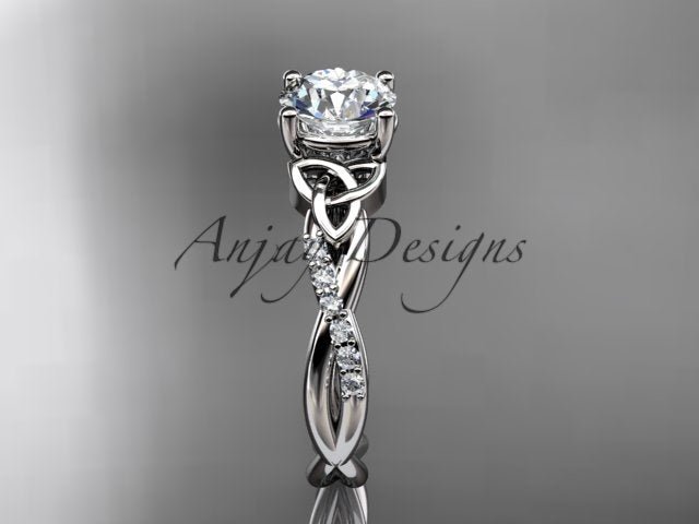 1 Carat Lab Grown Diamond Engagement Ring Celtic Round Brilliant CVD Diamond Triquetra Ring