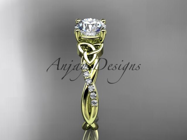 1 Carat Lab Grown Diamond Engagement Ring Celtic Round Brilliant CVD Diamond Triquetra Ring