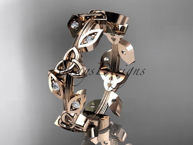 Celtic Wedding Band Nature Inspired Lab Grown Diamond Ring Celtic Knot Bridal Band