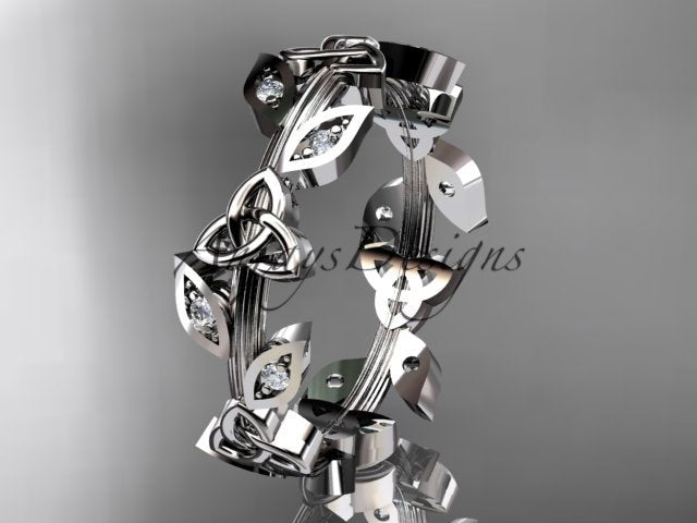 Celtic Wedding Band Nature Inspired Lab Grown Diamond Ring Celtic Knot Bridal Band