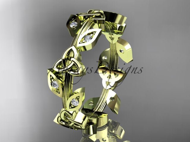 Celtic Wedding Band Nature Inspired Lab Grown Diamond Ring Celtic Knot Bridal Band