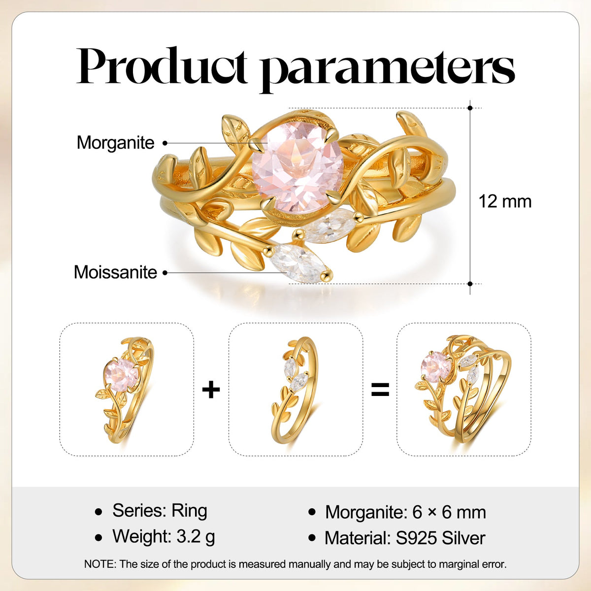 K Gold Natural Morganite Ring