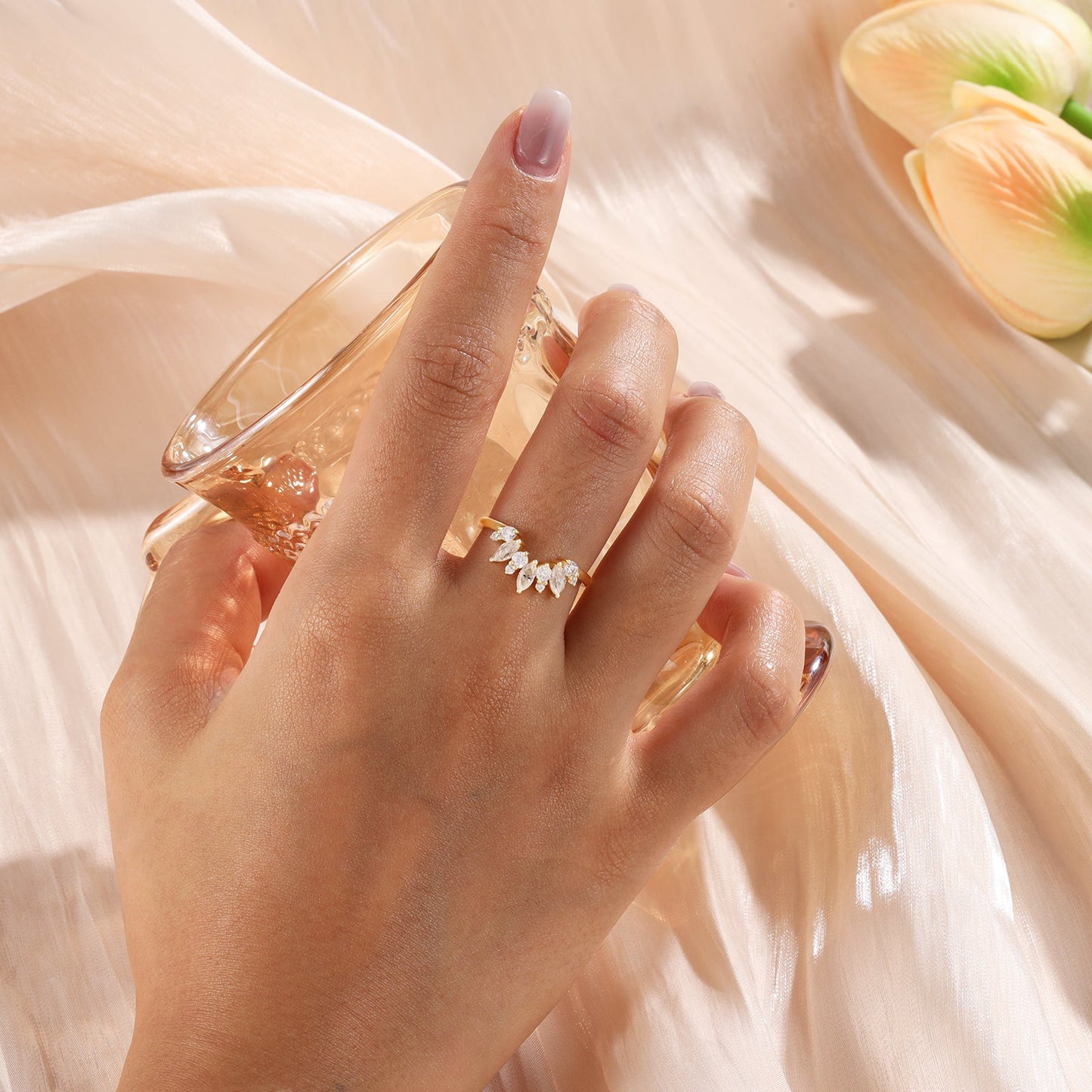 K Gold Natural Moissanite Ring