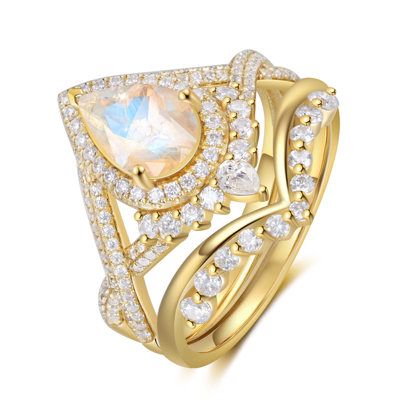 K Gold Natural Moonstone Ring