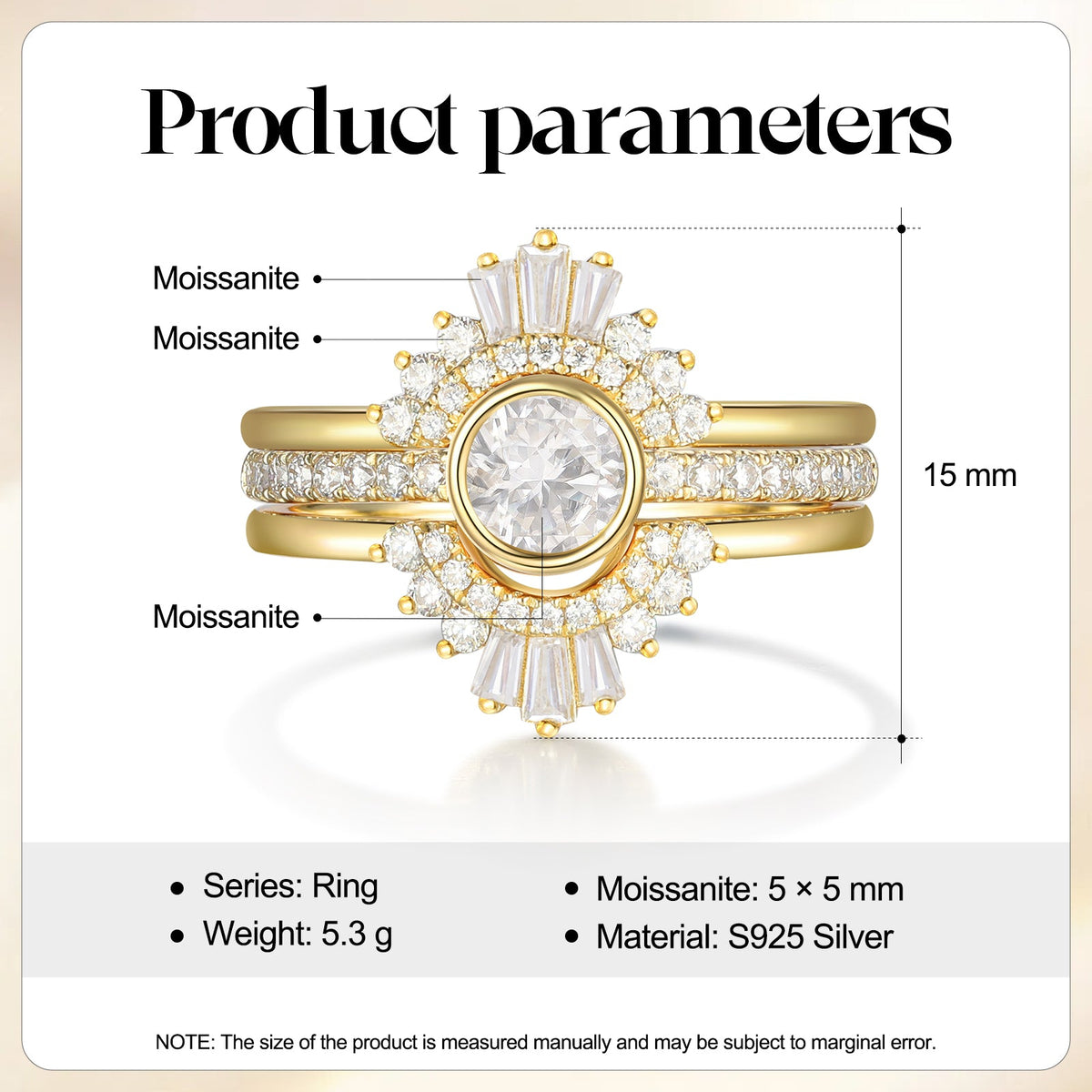 K Gold Natural Moissanite Ring