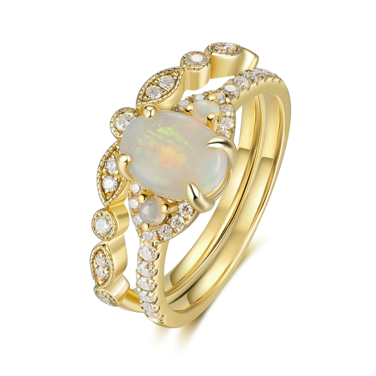 K Gold Natural Opal Stone Ring