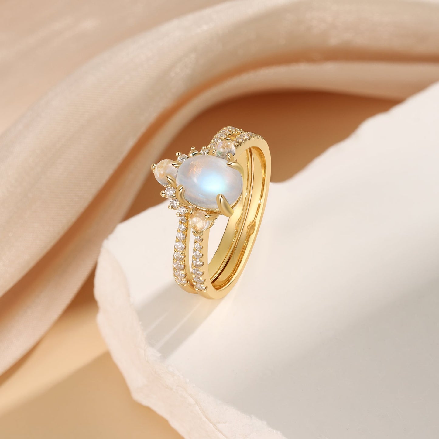 K Gold Natural Moonstone Ring