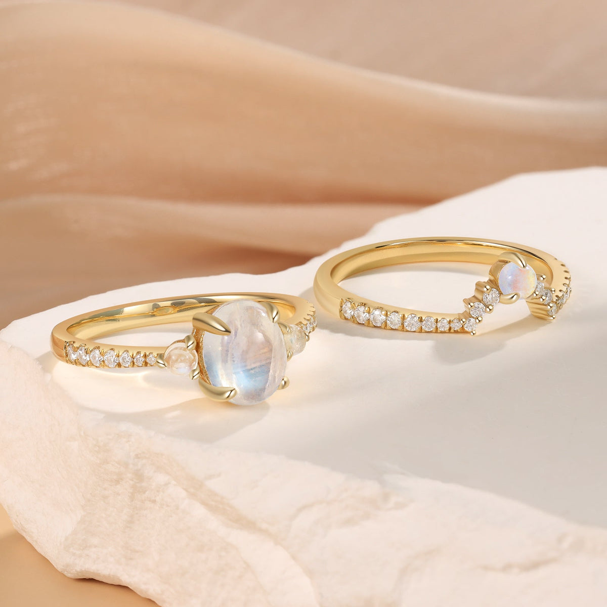 K Gold Natural Moonstone Ring