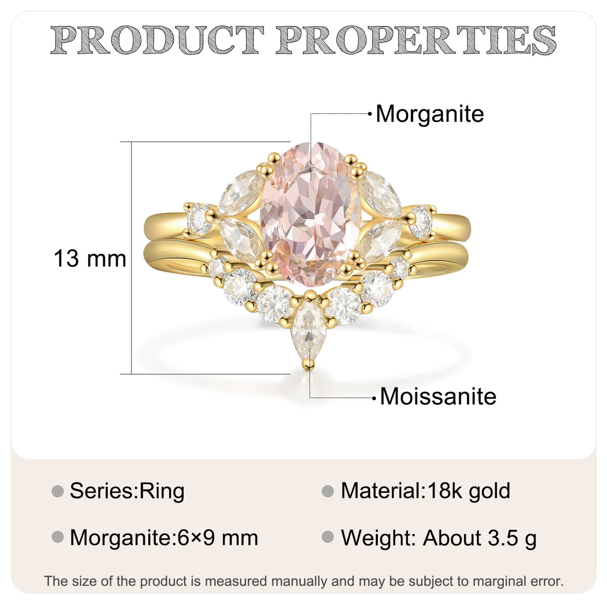 K Gold Natural Morganite Ring