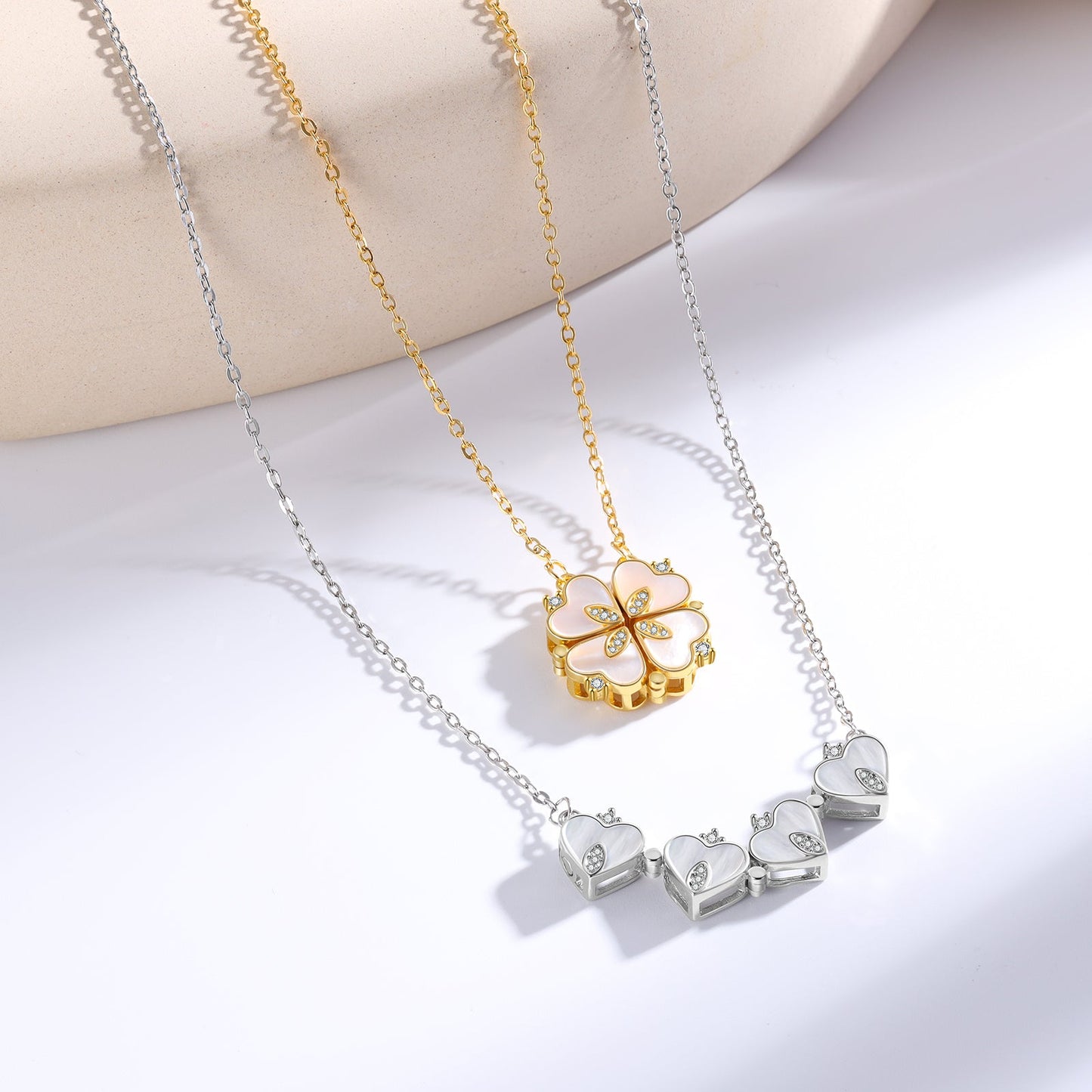 Four Leaf Clover Heart Necklace