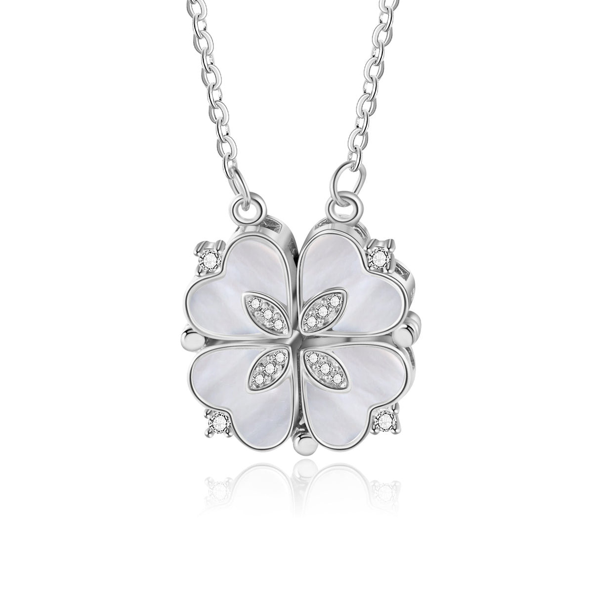 Four Leaf Clover Heart Necklace