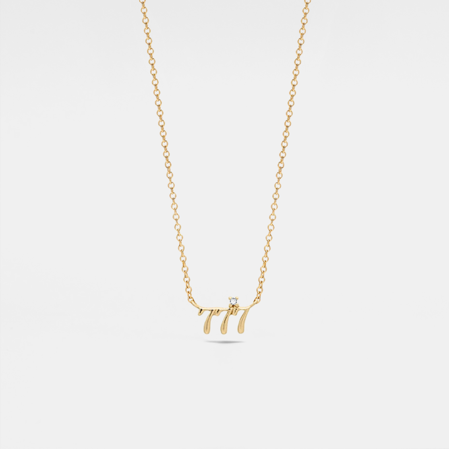 Dainty Angel Number Charm Necklace in 925 Sterling Silver: Silver / 777