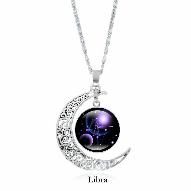 Fortune Jewel 12 Constellations of the Zodiac Moon Protection Necklace Chain Pendant