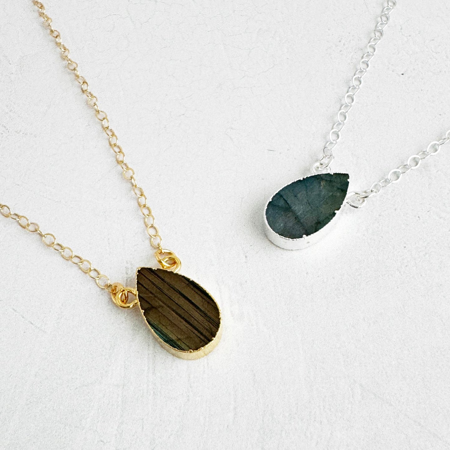Simple Teardrop Necklace - Labradorite