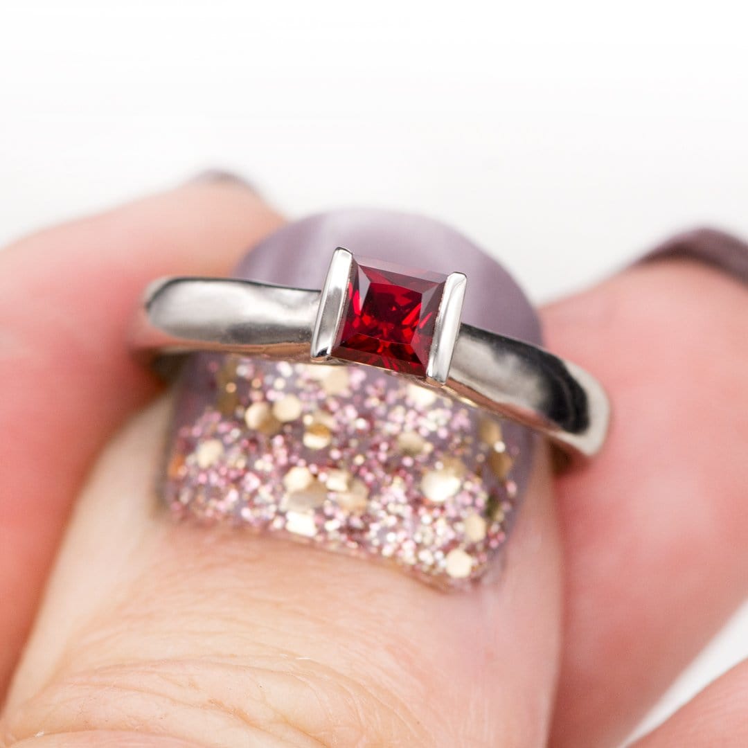 Princess Cut Square Lab Created Ruby Gemstone