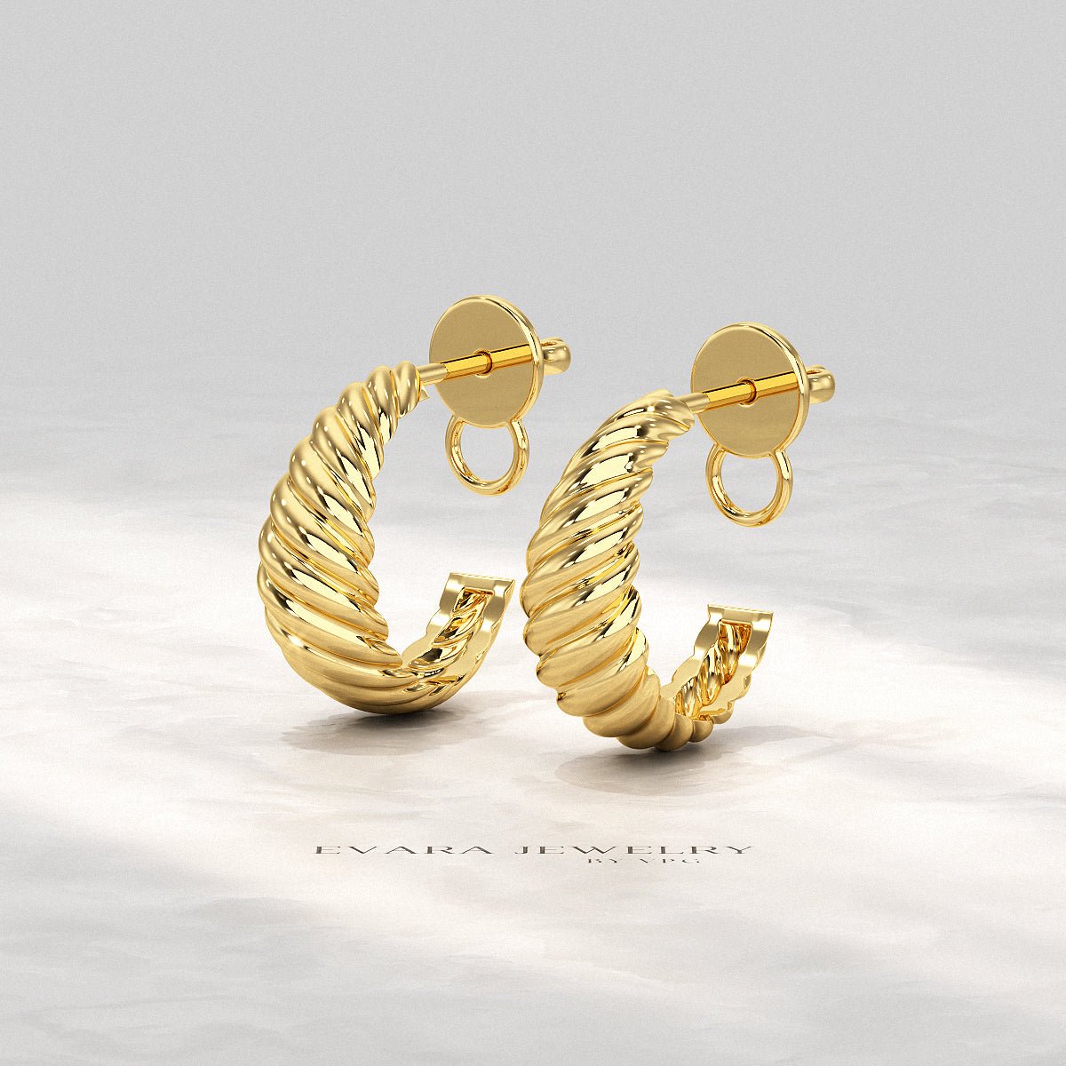 Chunky Twisted Gold Hoop Earrings for Women