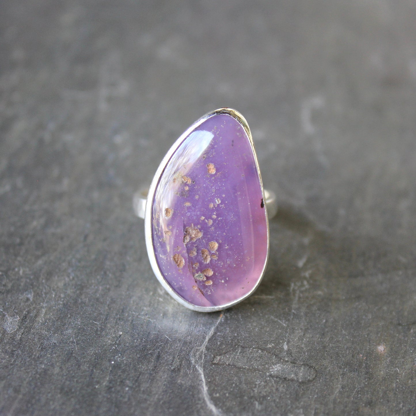 Oregon Holley Blue Agate Statement Ring Size 12 | PNW Gemstone | Handmade Sterling Silver